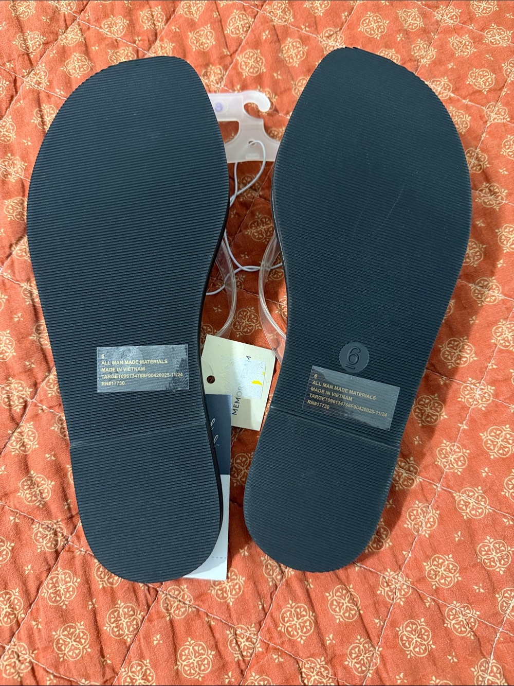 Universal Thread Black Flip Flop Sandals with Clear Straps - Picture 3 of 3